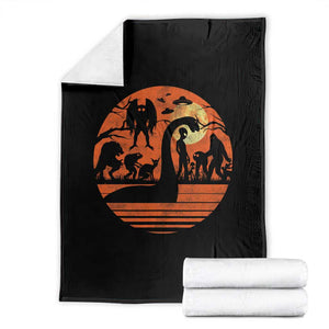 Cryptid Monsters Throw Blanket Bigfoot Loch Ness Monster Mothman Aliens Weirdcore Folk Horror TS10 Black Print Your Wear