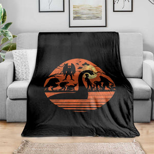 Cryptid Monsters Throw Blanket Bigfoot Loch Ness Monster Mothman Aliens Weirdcore Folk Horror TS10 Print Your Wear