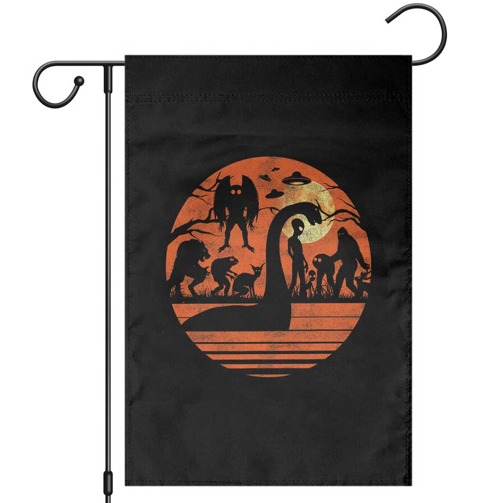 Cryptid Monsters Garden Flag Bigfoot Loch Ness Monster Mothman Aliens Weirdcore Folk Horror TS10 Black Print Your Wear