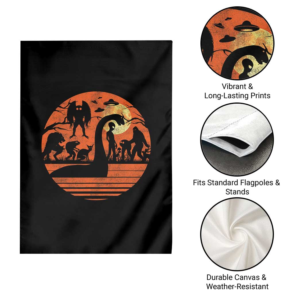 Cryptid Monsters Garden Flag Bigfoot Loch Ness Monster Mothman Aliens Weirdcore Folk Horror TS10 Print Your Wear