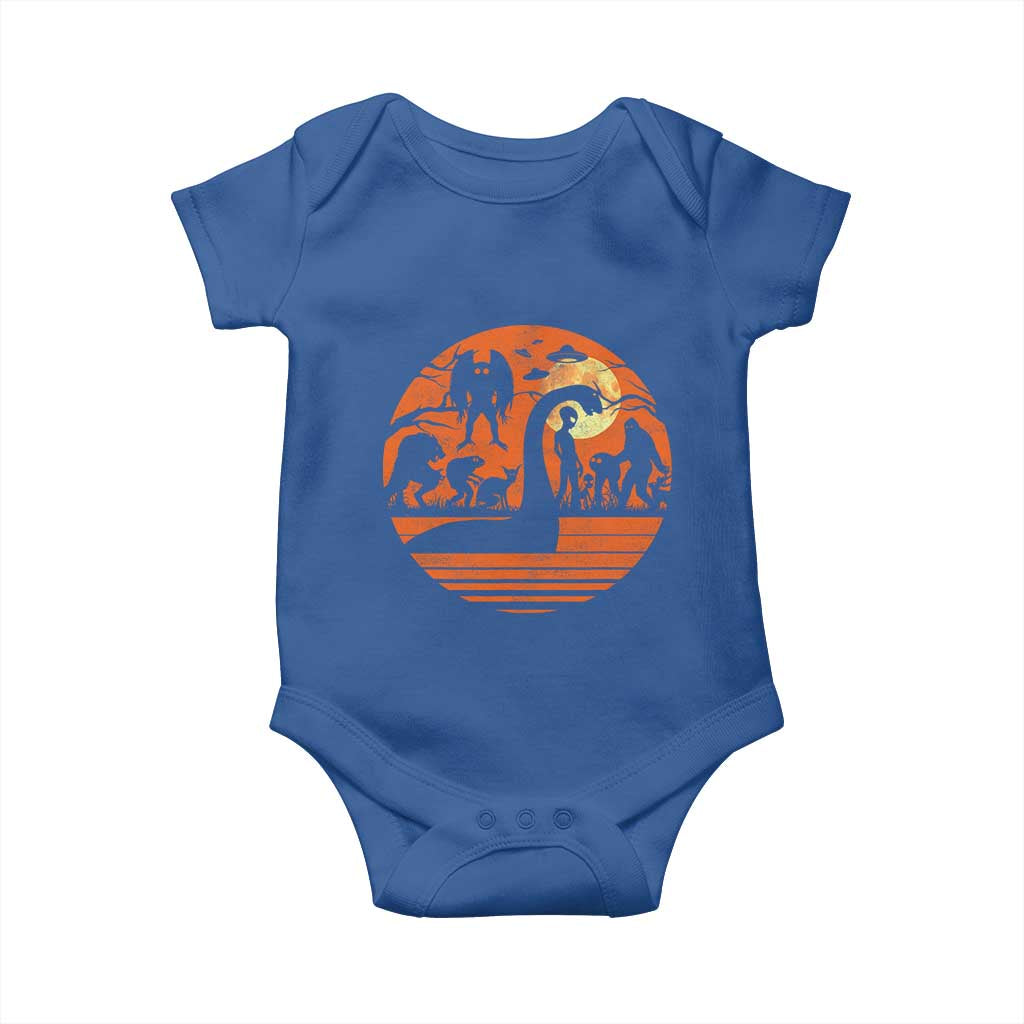 Cryptid Monsters Baby Onesie Bigfoot Loch Ness Monster Mothman Aliens Weirdcore Folk Horror TS10 Royal Blue Print Your Wear