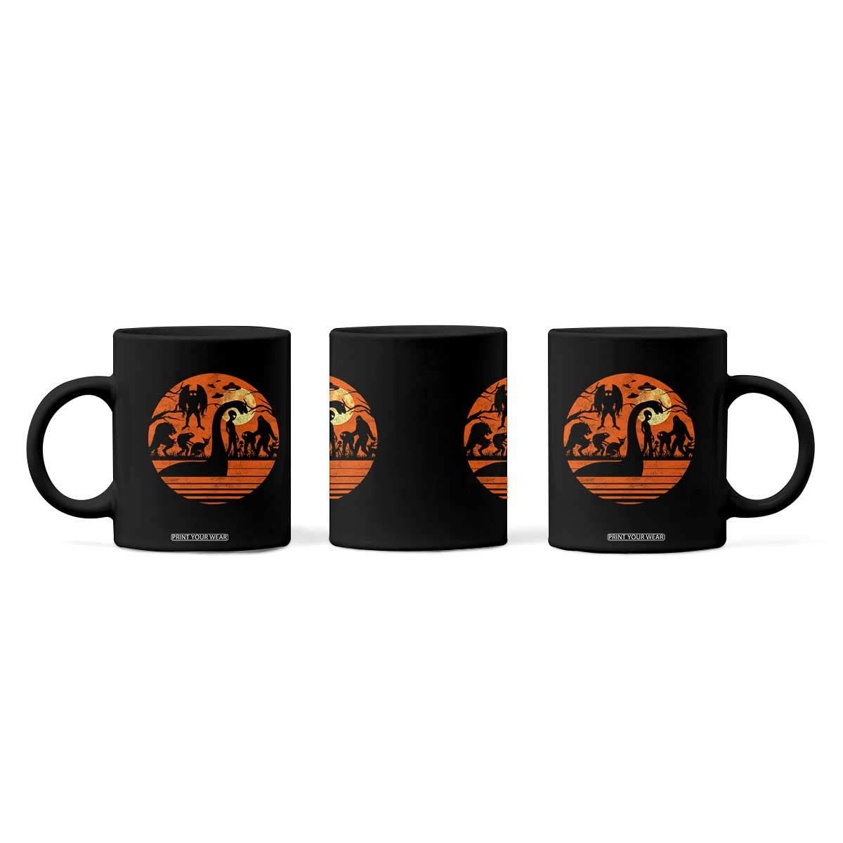 Cryptid Monsters Coffee Mug Bigfoot Loch Ness Monster Mothman Aliens Weirdcore Folk Horror TS10 Print Your Wear