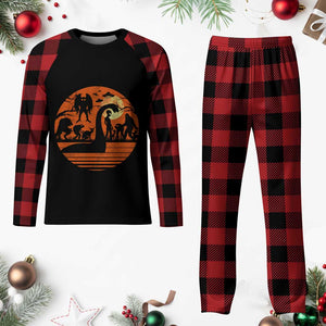 Cryptid Monsters Plaid Pajama Set Bigfoot Loch Ness Monster Mothman Aliens Weirdcore Folk Horror TS10 Buffalo Plaid Print Your Wear