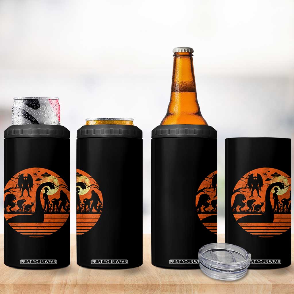 Cryptid Monsters 4 in 1 Can Cooler Tumbler Bigfoot Loch Ness Monster Mothman Aliens Weirdcore Folk Horror TS10 Print Your Wear