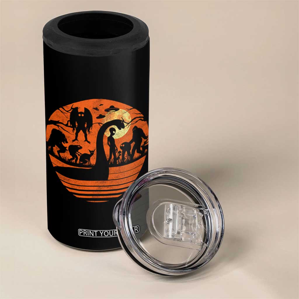 Cryptid Monsters 4 in 1 Can Cooler Tumbler Bigfoot Loch Ness Monster Mothman Aliens Weirdcore Folk Horror TS10 Print Your Wear