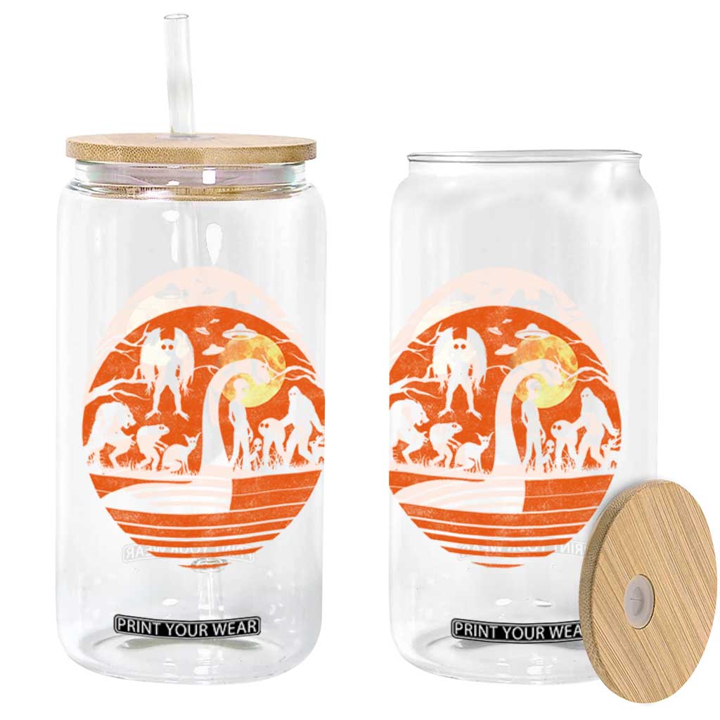 Cryptid Monsters Glass Can Bigfoot Loch Ness Monster Mothman Aliens Weirdcore Folk Horror TS10 Print Your Wear