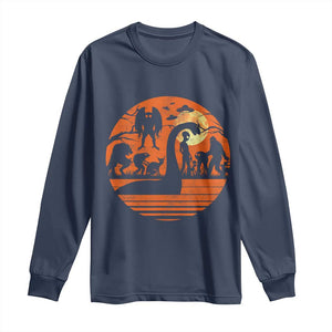 Cryptid Monsters Long Sleeve Shirt Bigfoot Loch Ness Monster Mothman Aliens Weirdcore Folk Horror TS10 Navy Print Your Wear