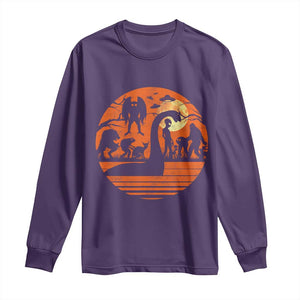Cryptid Monsters Long Sleeve Shirt Bigfoot Loch Ness Monster Mothman Aliens Weirdcore Folk Horror TS10 Purple Print Your Wear