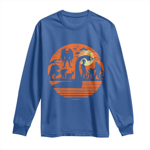 Cryptid Monsters Long Sleeve Shirt Bigfoot Loch Ness Monster Mothman Aliens Weirdcore Folk Horror TS10 Royal Blue Print Your Wear