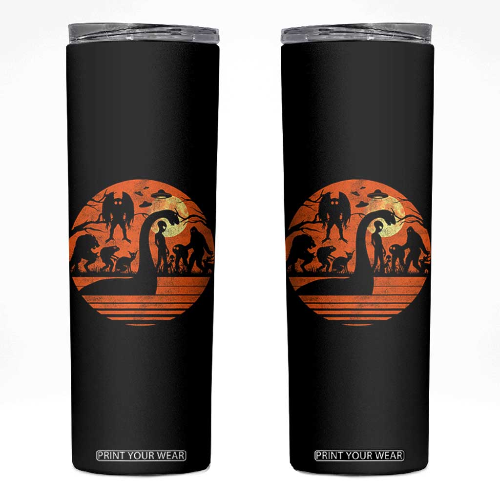 Cryptid Monsters Skinny Tumbler Bigfoot Loch Ness Monster Mothman Aliens Weirdcore Folk Horror TS10 Black Print Your Wear