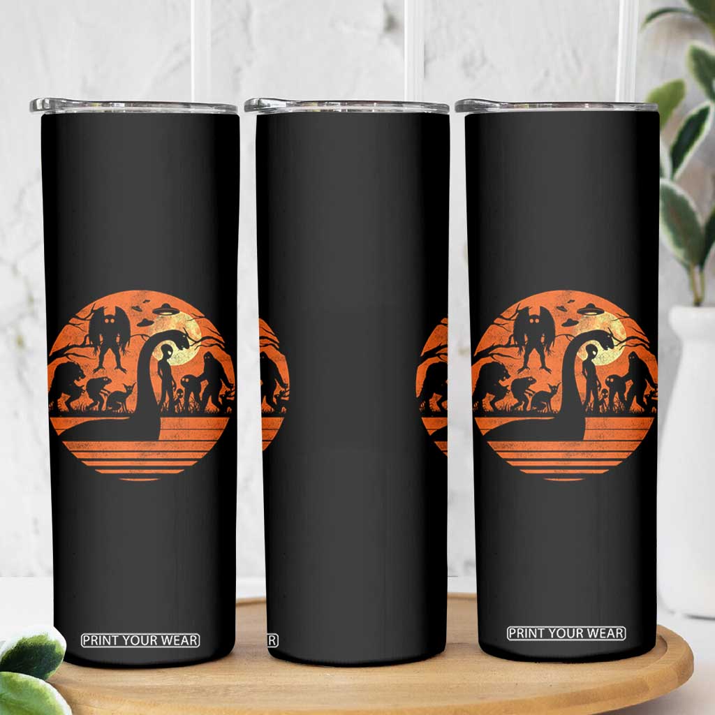 Cryptid Monsters Skinny Tumbler Bigfoot Loch Ness Monster Mothman Aliens Weirdcore Folk Horror TS10 Print Your Wear