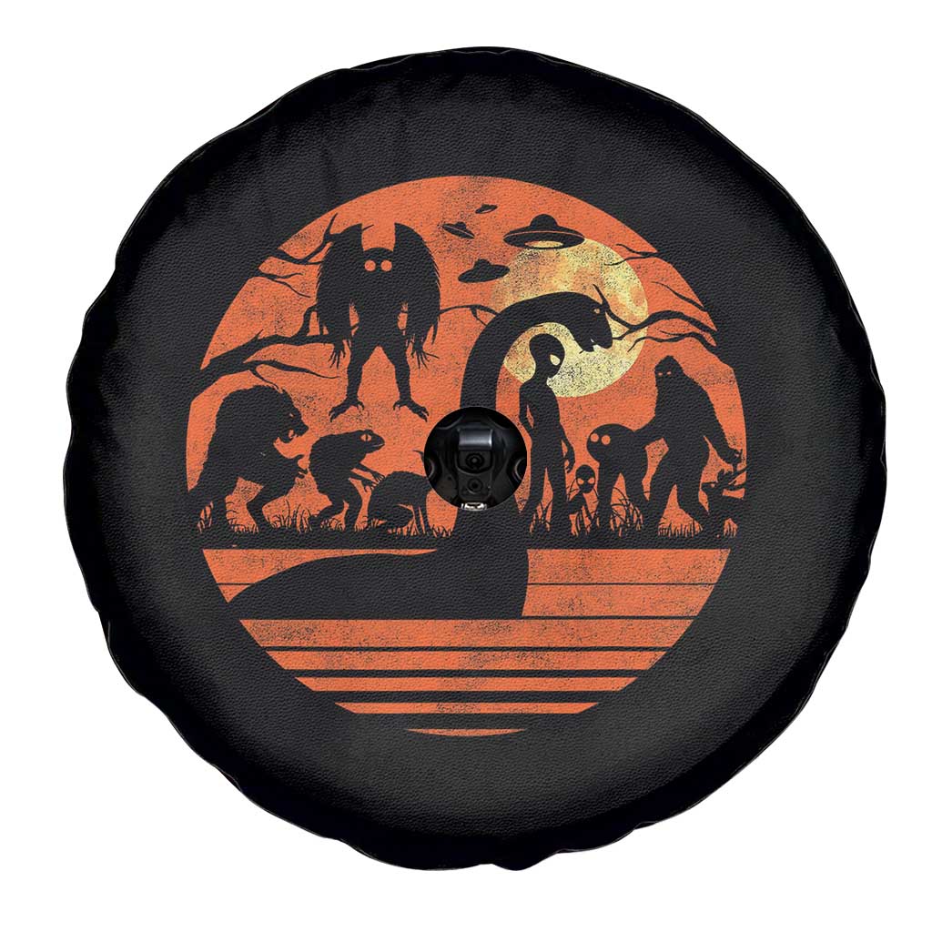 Cryptid Monsters Spare Tire Cover Bigfoot Loch Ness Monster Mothman Aliens Weirdcore Folk Horror TS10 Print Your Wear
