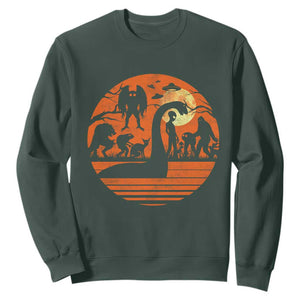 Cryptid Monsters Sweatshirt Bigfoot Loch Ness Monster Mothman Aliens Weirdcore Folk Horror TS10 Dark Forest Green Print Your Wear