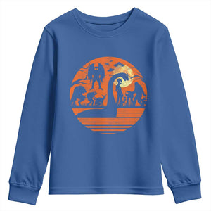 Cryptid Monsters Youth Sweatshirt Bigfoot Loch Ness Monster Mothman Aliens Weirdcore Folk Horror TS10 Royal Blue Print Your Wear