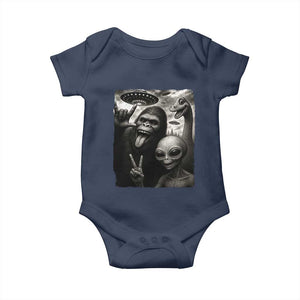 Bigfoot Alien Loch Ness Monster Baby Onesie Funny Cryptid UFO Selfie Sasquatch Rock On TS10 Navy Print Your Wear