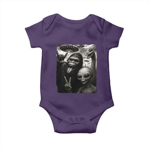 Bigfoot Alien Loch Ness Monster Baby Onesie Funny Cryptid UFO Selfie Sasquatch Rock On TS10 Purple Print Your Wear