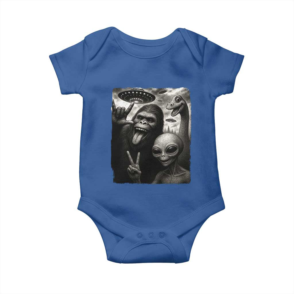 Bigfoot Alien Loch Ness Monster Baby Onesie Funny Cryptid UFO Selfie Sasquatch Rock On TS10 Royal Blue Print Your Wear