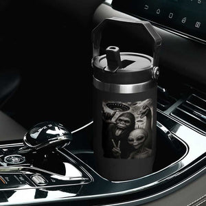 Bigfoot Alien Loch Ness Monster Flip Straw Tumbler Funny Cryptid UFO Selfie Sasquatch Rock On TS10 Print Your Wear