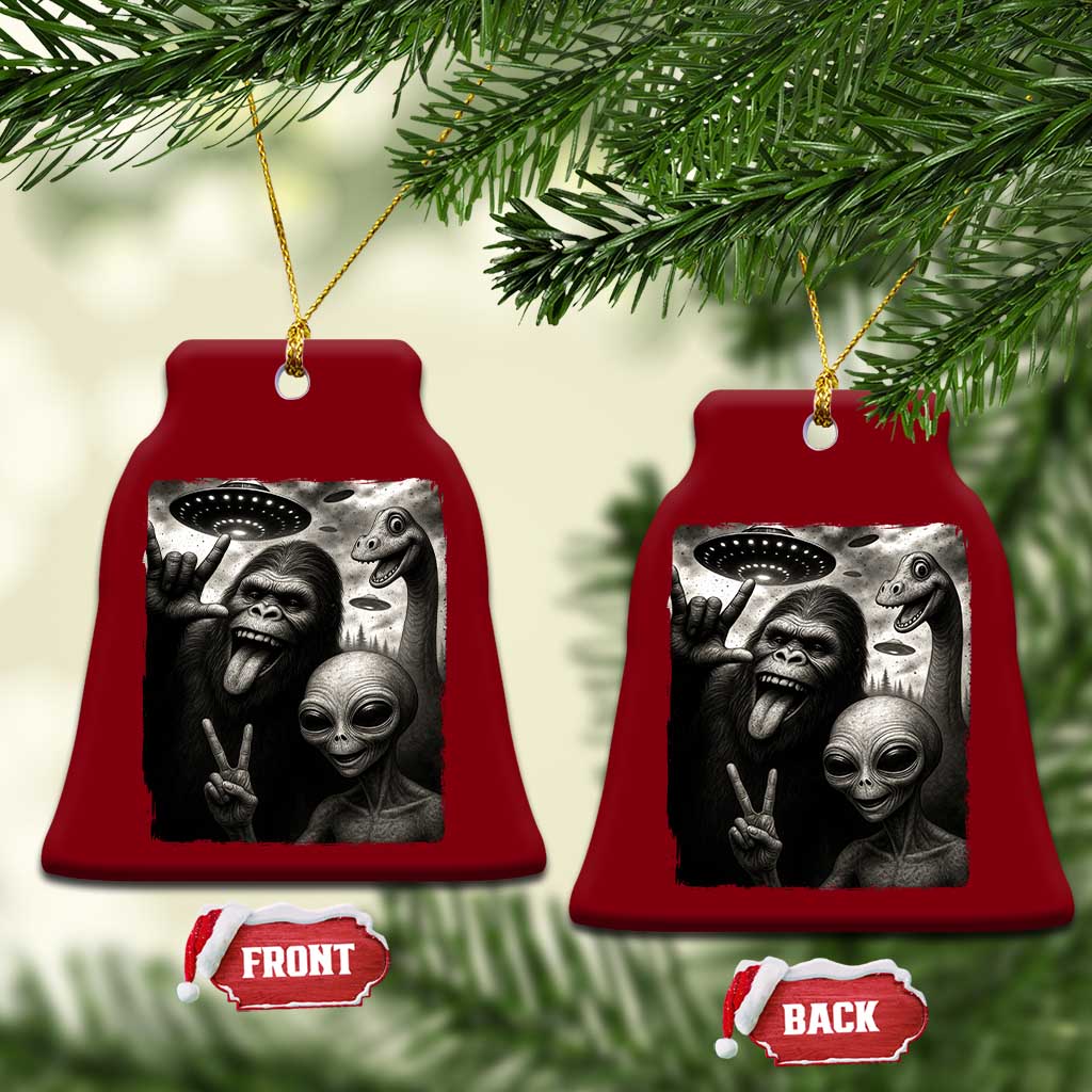 Bigfoot Alien Loch Ness Monster Ceramic Ornament Funny Cryptid UFO Selfie Sasquatch Rock On TS10 Print Your Wear