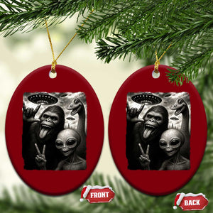 Bigfoot Alien Loch Ness Monster Ceramic Ornament Funny Cryptid UFO Selfie Sasquatch Rock On TS10 Print Your Wear