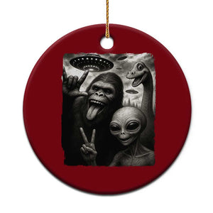 Bigfoot Alien Loch Ness Monster Ceramic Ornament Funny Cryptid UFO Selfie Sasquatch Rock On - Print Your Wear