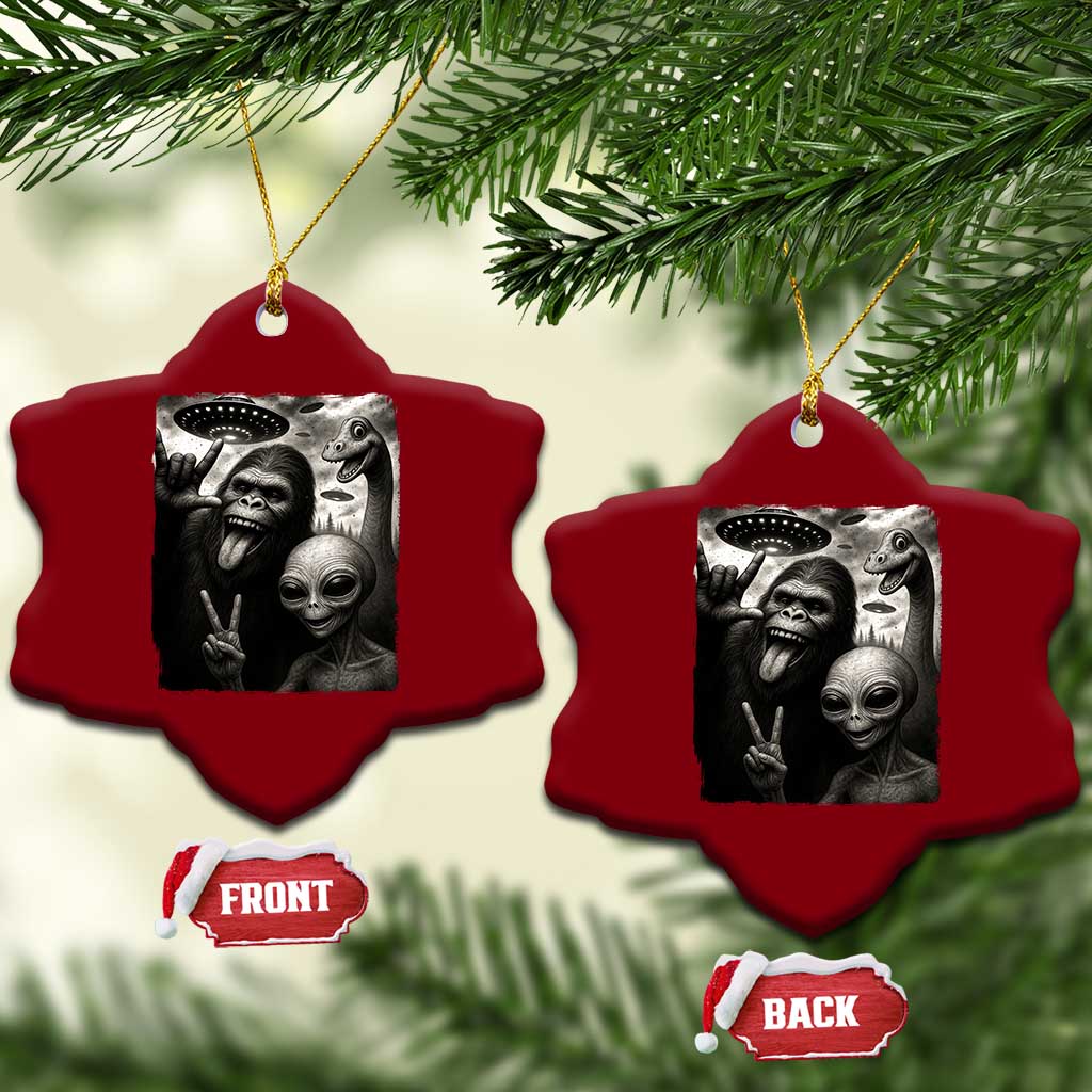 Bigfoot Alien Loch Ness Monster Ceramic Ornament Funny Cryptid UFO Selfie Sasquatch Rock On TS10 Print Your Wear