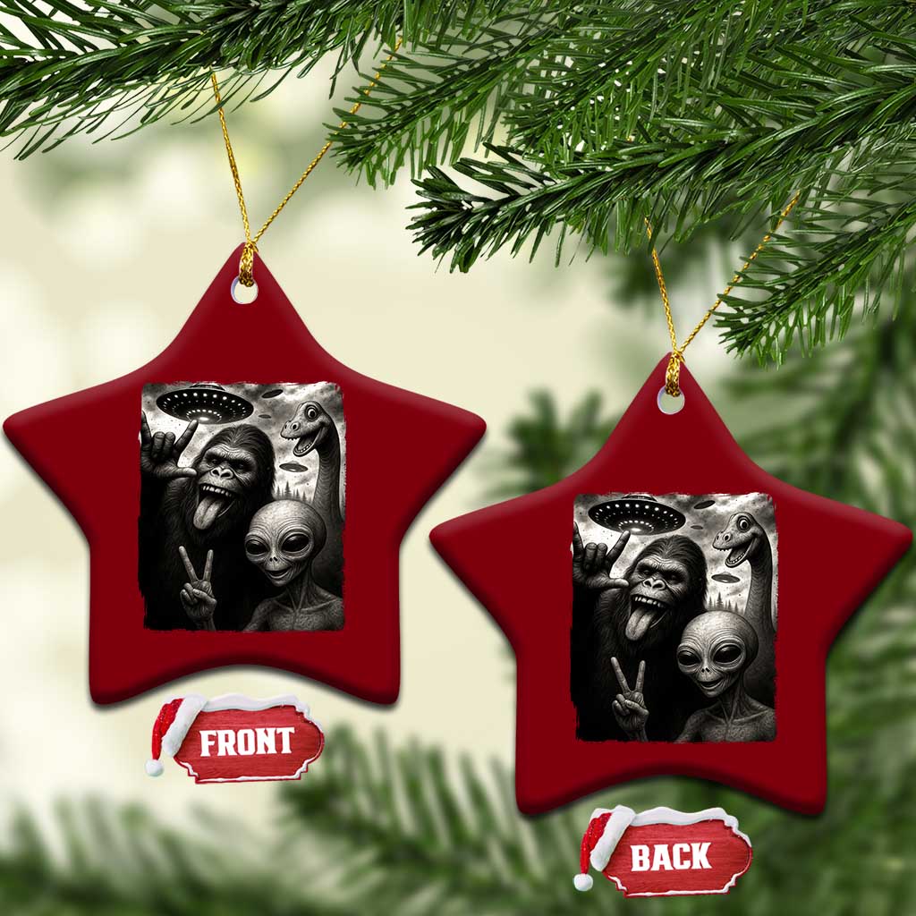 Bigfoot Alien Loch Ness Monster Ceramic Ornament Funny Cryptid UFO Selfie Sasquatch Rock On TS10 Print Your Wear