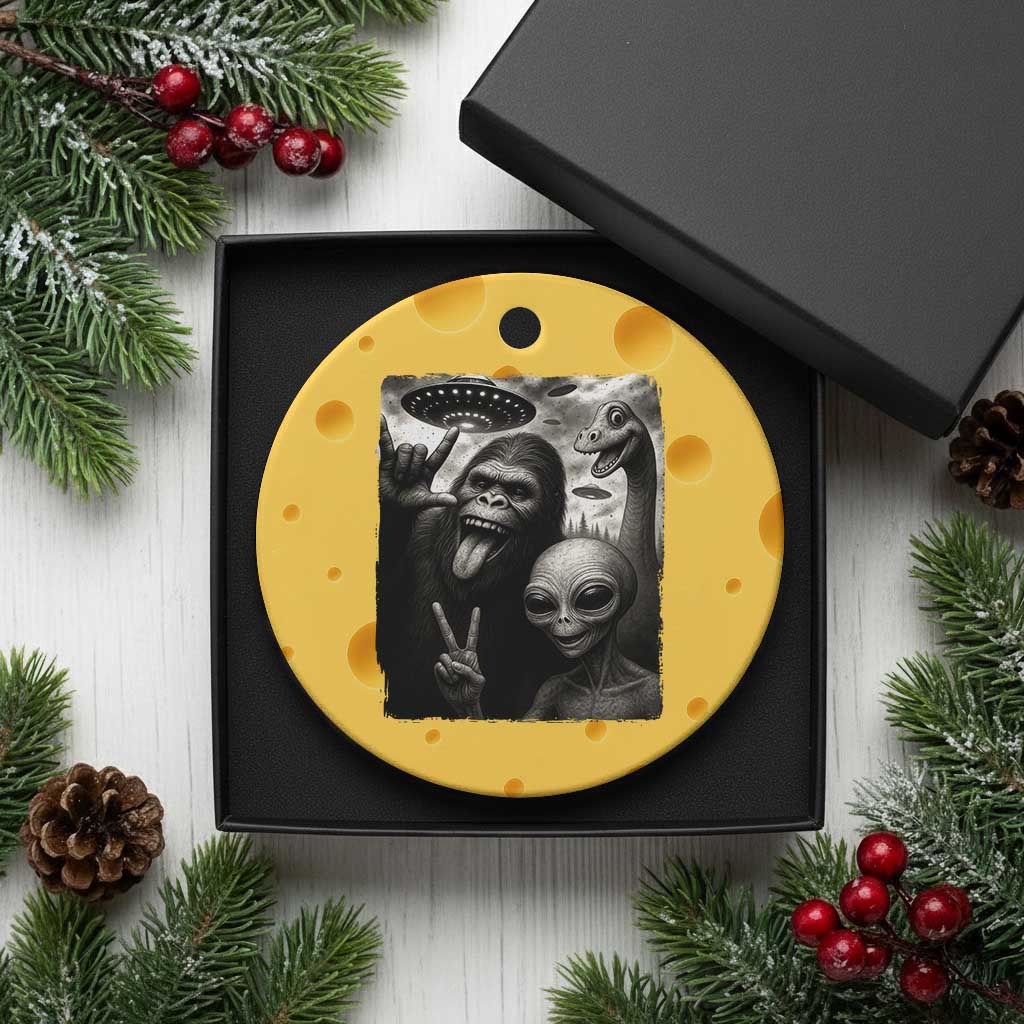 Bigfoot Alien Loch Ness Monster Ceramic Ornament Funny Cryptid UFO Selfie Sasquatch Rock On TS10 1pc Yellow Cheese Print Your Wear