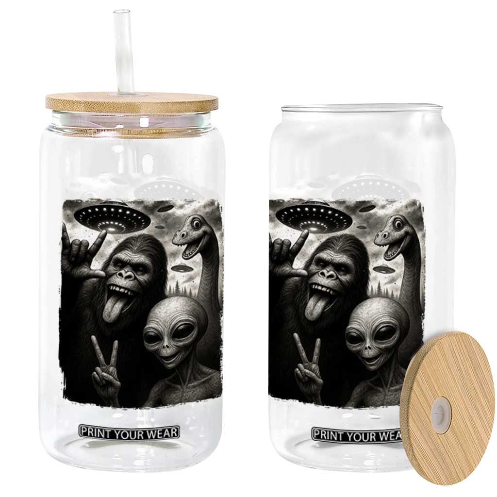 Bigfoot Alien Loch Ness Monster Glass Can Funny Cryptid UFO Selfie Sasquatch Rock On TS10 Print Your Wear