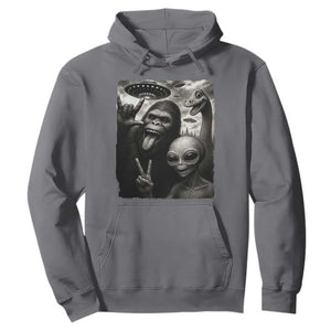 Bigfoot Alien Loch Ness Monster Hoodie Funny Cryptid UFO Selfie Sasquatch Rock On TS10 Charcoal Print Your Wear