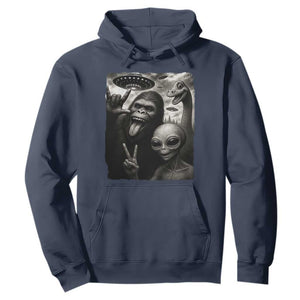 Bigfoot Alien Loch Ness Monster Hoodie Funny Cryptid UFO Selfie Sasquatch Rock On TS10 Navy Print Your Wear