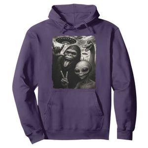 Bigfoot Alien Loch Ness Monster Hoodie Funny Cryptid UFO Selfie Sasquatch Rock On TS10 Purple Print Your Wear