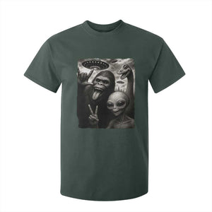 Bigfoot Alien Loch Ness Monster T Shirt For Kid Funny Cryptid UFO Selfie Sasquatch Rock On TS10 Dark Forest Green Print Your Wear