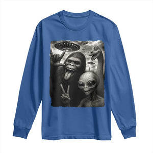 Bigfoot Alien Loch Ness Monster Long Sleeve Shirt Funny Cryptid UFO Selfie Sasquatch Rock On TS10 Royal Blue Print Your Wear