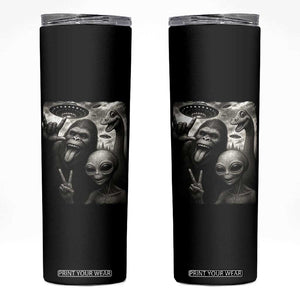 Bigfoot Alien Loch Ness Monster Skinny Tumbler Funny Cryptid UFO Selfie Sasquatch Rock On TS10 Black Print Your Wear