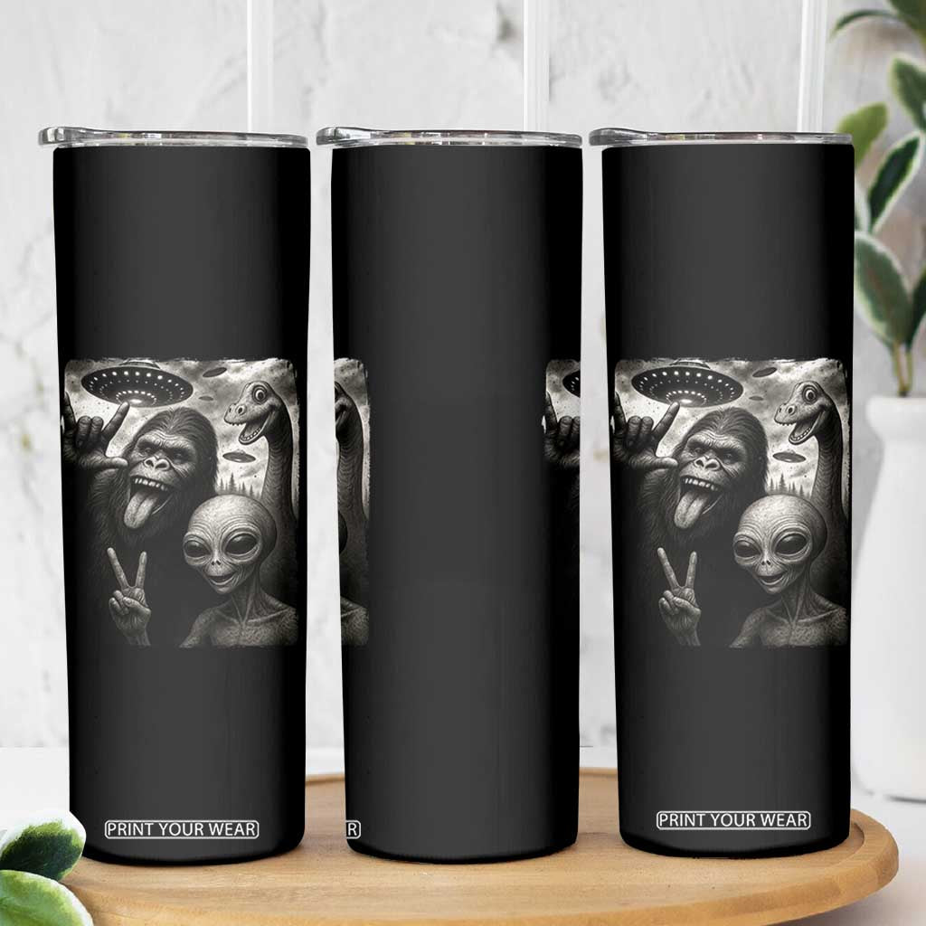 Bigfoot Alien Loch Ness Monster Skinny Tumbler Funny Cryptid UFO Selfie Sasquatch Rock On TS10 Print Your Wear