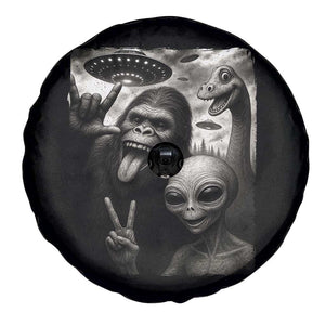 Bigfoot Alien Loch Ness Monster Spare Tire Cover Funny Cryptid UFO Selfie Sasquatch Rock On TS10 Print Your Wear