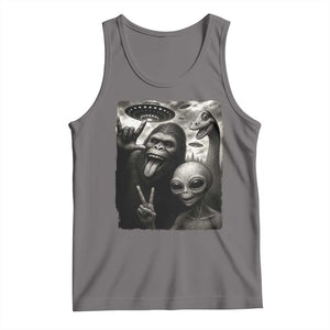 Bigfoot Alien Loch Ness Monster Tank Top Funny Cryptid UFO Selfie Sasquatch Rock On TS10 Deep Heather Print Your Wear