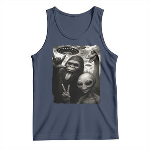 Bigfoot Alien Loch Ness Monster Tank Top Funny Cryptid UFO Selfie Sasquatch Rock On TS10 Navy Print Your Wear