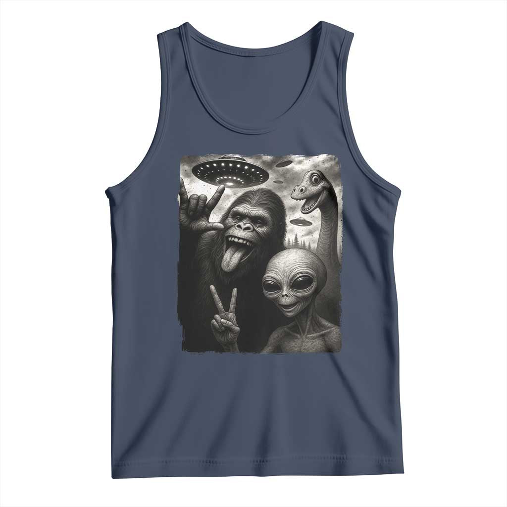 Bigfoot Alien Loch Ness Monster Tank Top Funny Cryptid UFO Selfie Sasquatch Rock On - Print Your Wear