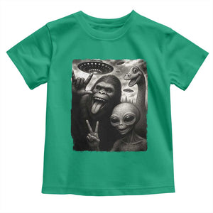 Bigfoot Alien Loch Ness Monster Toddler T Shirt Funny Cryptid UFO Selfie Sasquatch Rock On TS10 Irish Green Print Your Wear