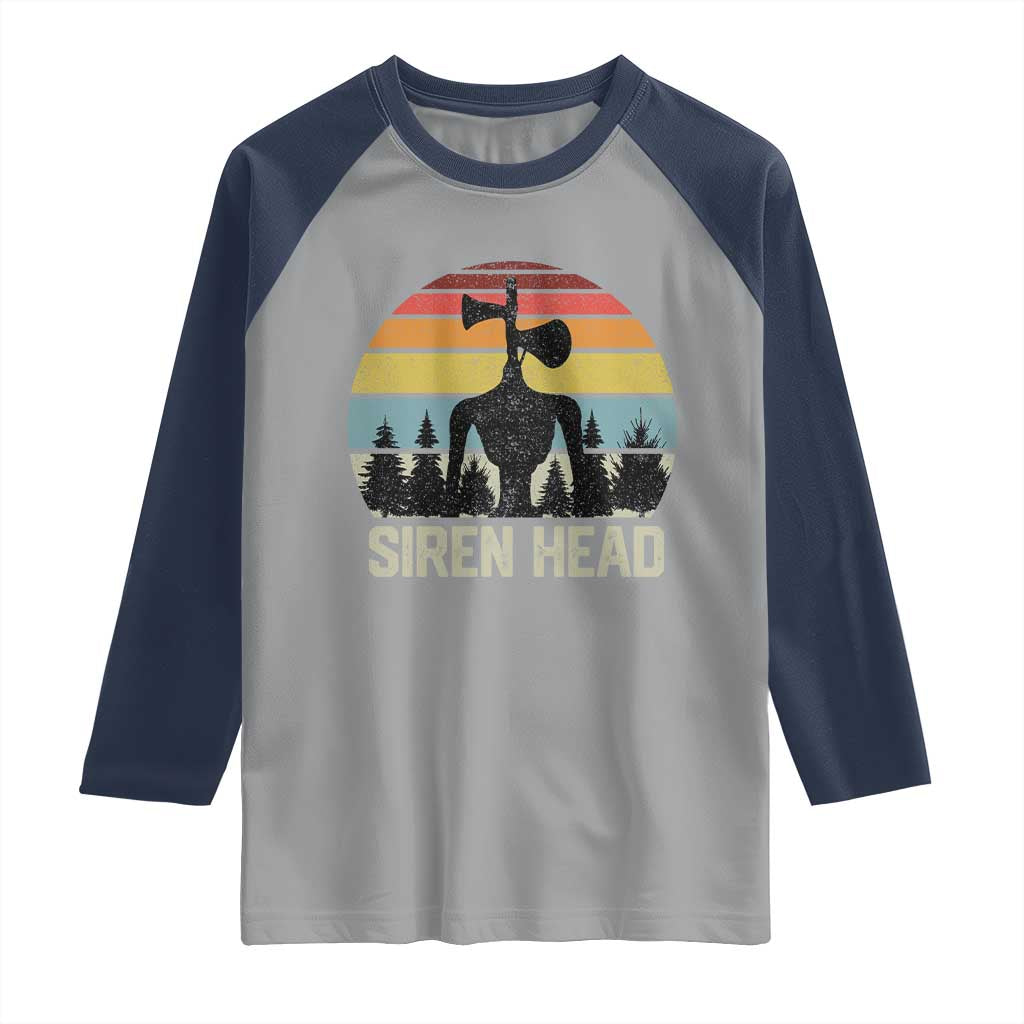 Siren Head Raglan Shirt Retro American Cryptid TS10 Sport Gray Navy Print Your Wear