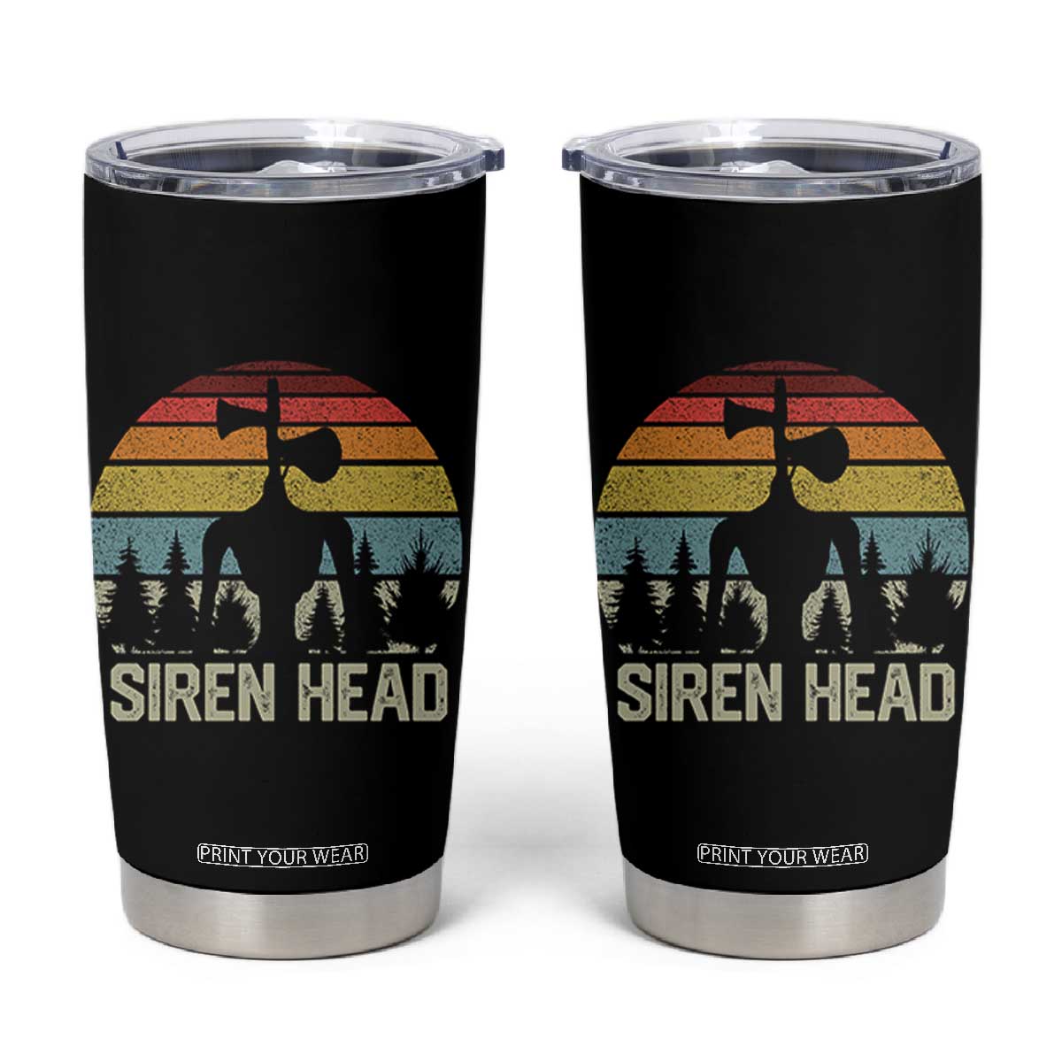 Siren Head Tumbler Cup Retro American Cryptid TS10 Black Print Your Wear