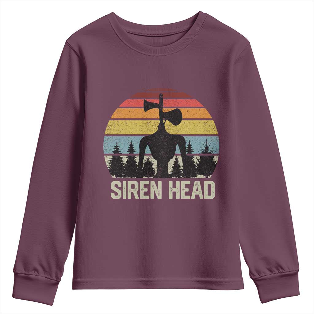 Siren Head Youth Sweatshirt Retro American Cryptid TS10 Maroon Print Your Wear