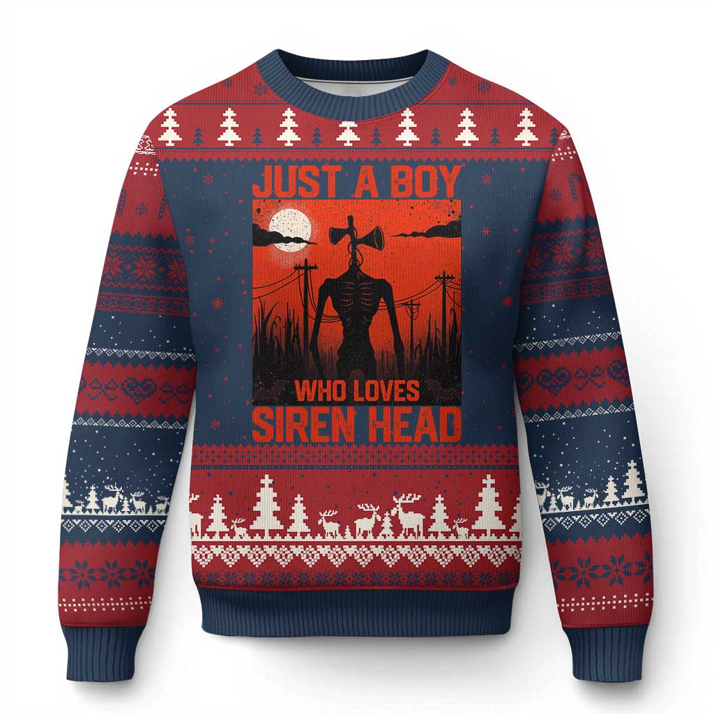 Siren Head Ugly Christmas Sweater American Cryptid Lovers Boy TS10 Navy Red Print Your Wear