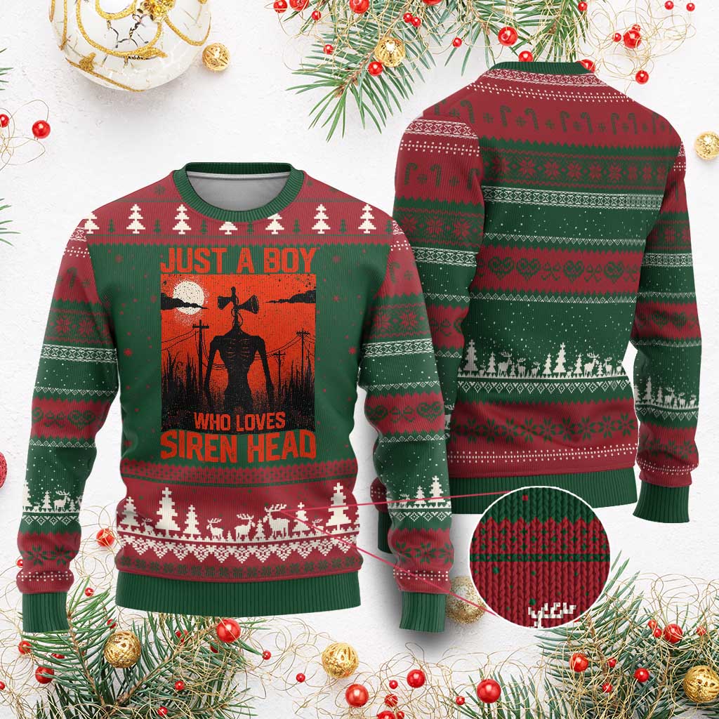 Siren Head Ugly Christmas Sweater American Cryptid Lovers Boy TS10 Red Green Print Your Wear