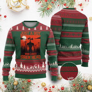 Siren Head Ugly Christmas Sweater American Cryptid Lovers Boy TS10 Red Green Print Your Wear