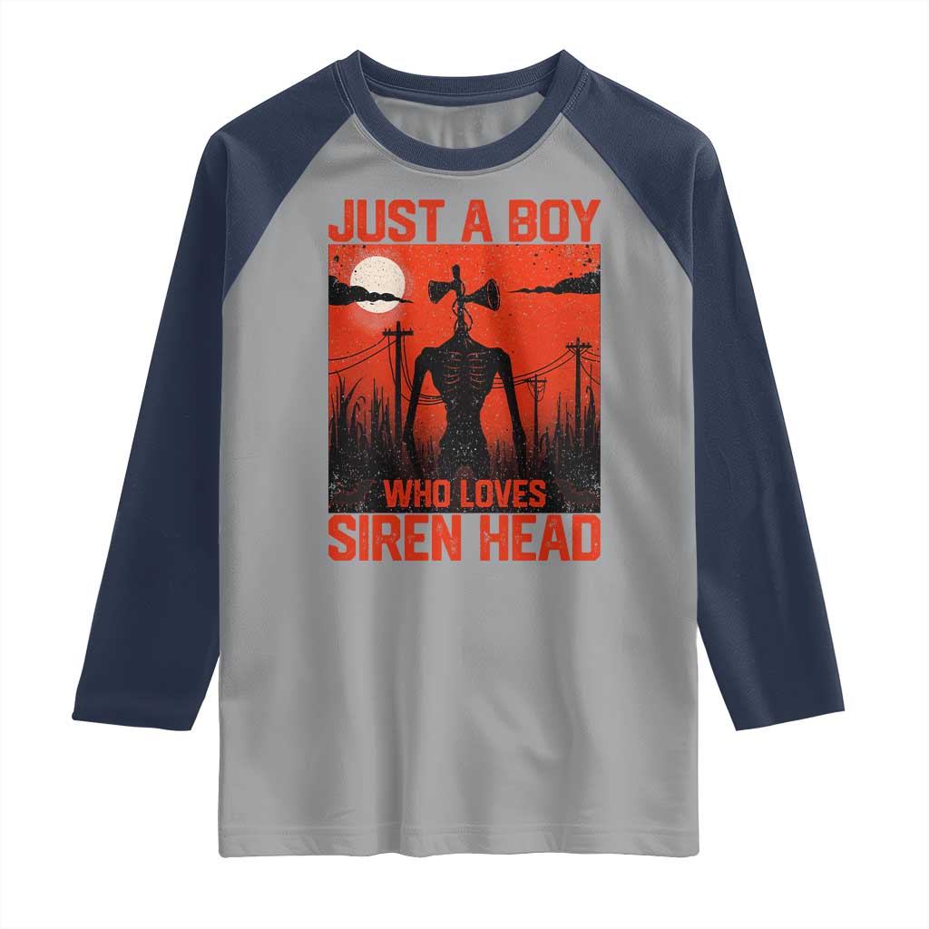 Siren Head Raglan Shirt American Cryptid Lovers Boy TS10 Sport Gray Navy Print Your Wear