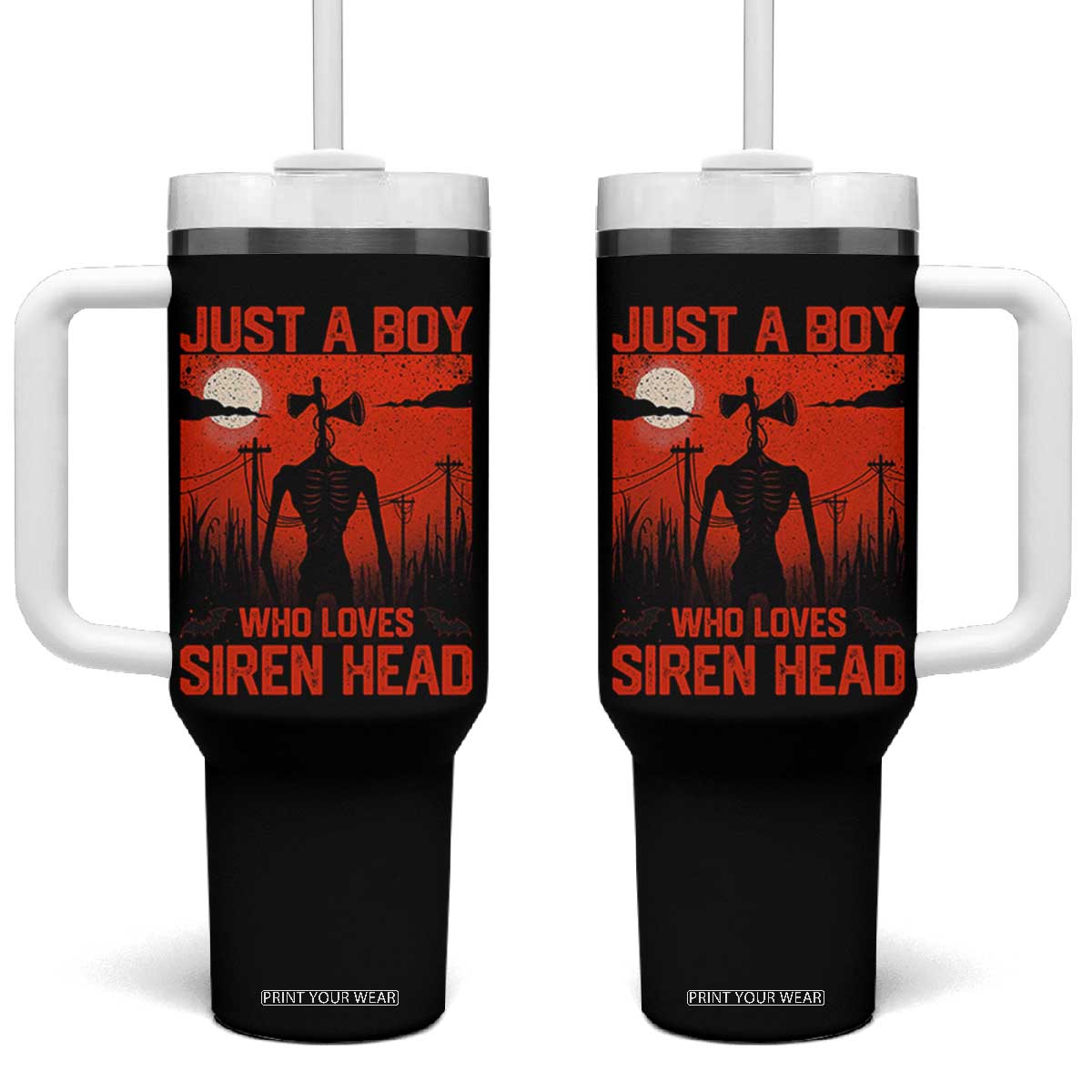 Siren Head Tumbler With Handle American Cryptid Lovers Boy TS10 One Size: 40 oz Black Print Your Wear
