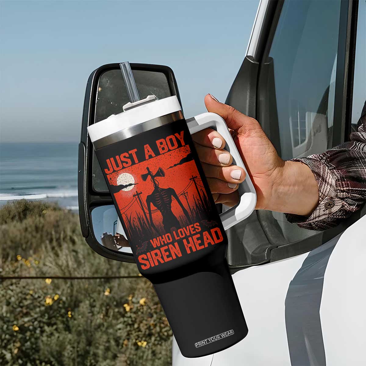 Siren Head Tumbler With Handle American Cryptid Lovers Boy TS10 Print Your Wear